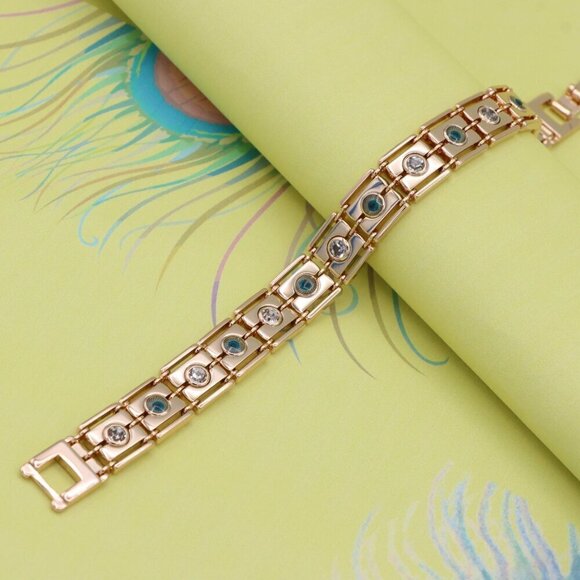 Elegant Rose Gold Bracelet with Evil Eye and Crystal Accents, XPBL0710 - Picture 9 of 12